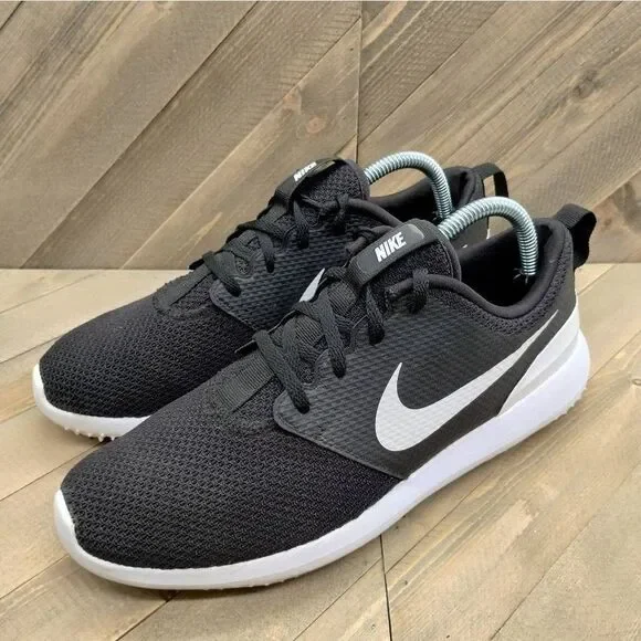 Nike RosheβG Golf Shoes Womens Size 9.5 Black White Nike Golf Spikeless - Picture 1 of 8